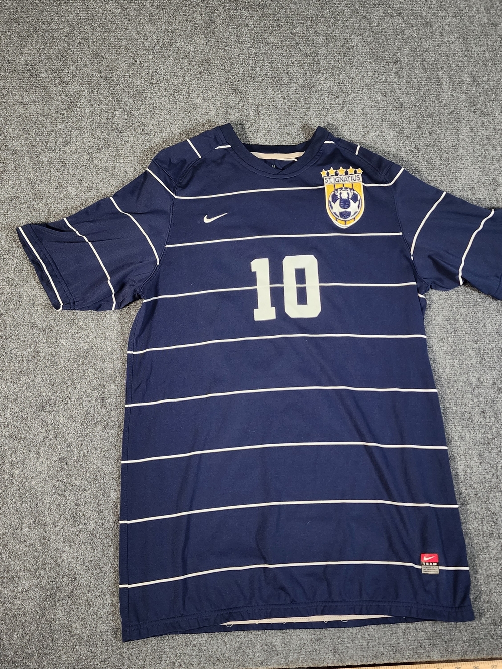 Nike Men’s Navy Striped Soccer Jersey - Number 10